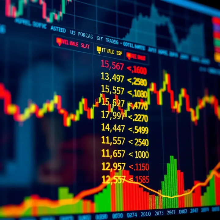 Currency exchange rates chart displaying real-time forex market fluctuations