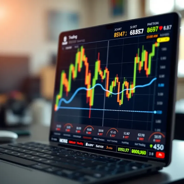 Graph showing automated trading performance with digital interface