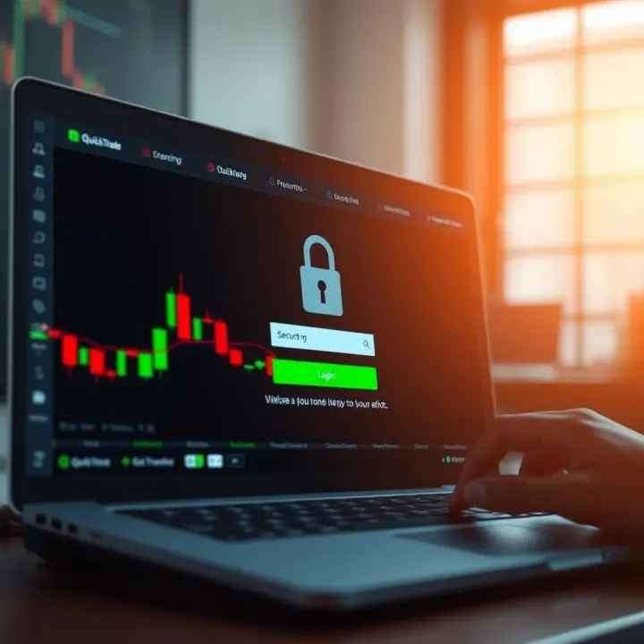 Secure login screen emphasizing protection measures for online trading with QuickTrade in South Africa