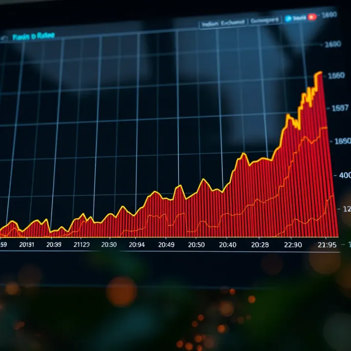 Graph showing trends in the South African Rand to Indian Rupee exchange rate over time
