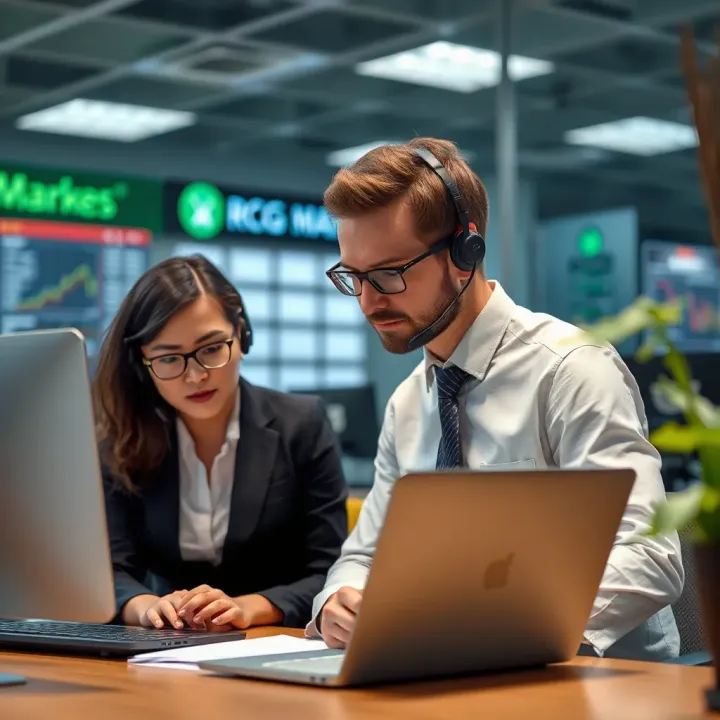 RCG Markets Customer Support Services Customer support service representative assisting a trader with account inquiries