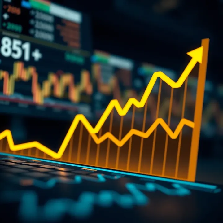 Career Milestones and Financial Progression Abstract financial graph with upward trend representing career and financial growth