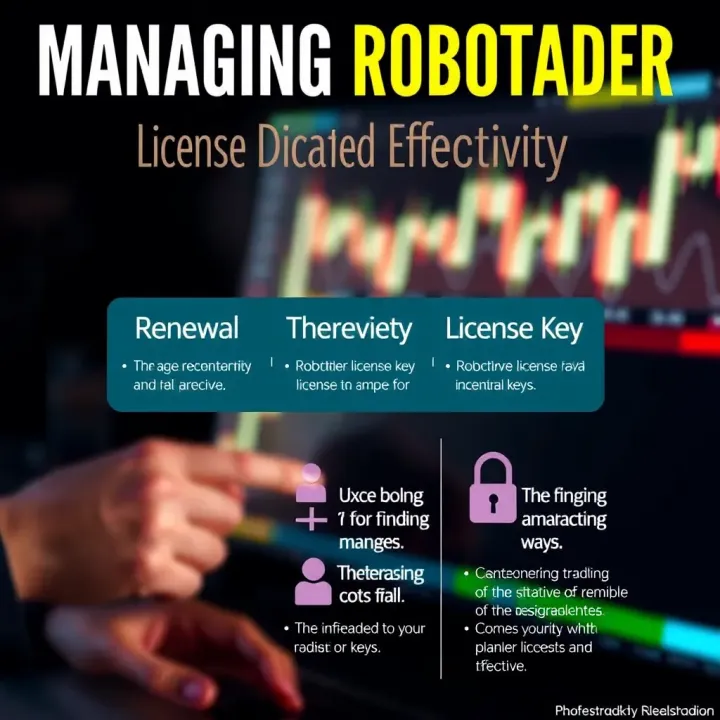 Graphic showing renewal and security tips for managing Robotrader license keys effectively