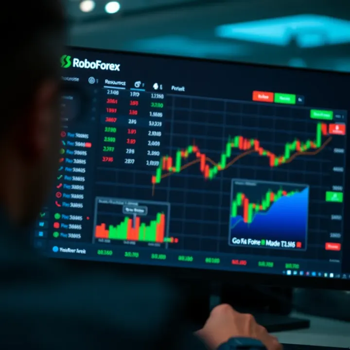 Interface displaying trading resources and security features within the RoboForex platform