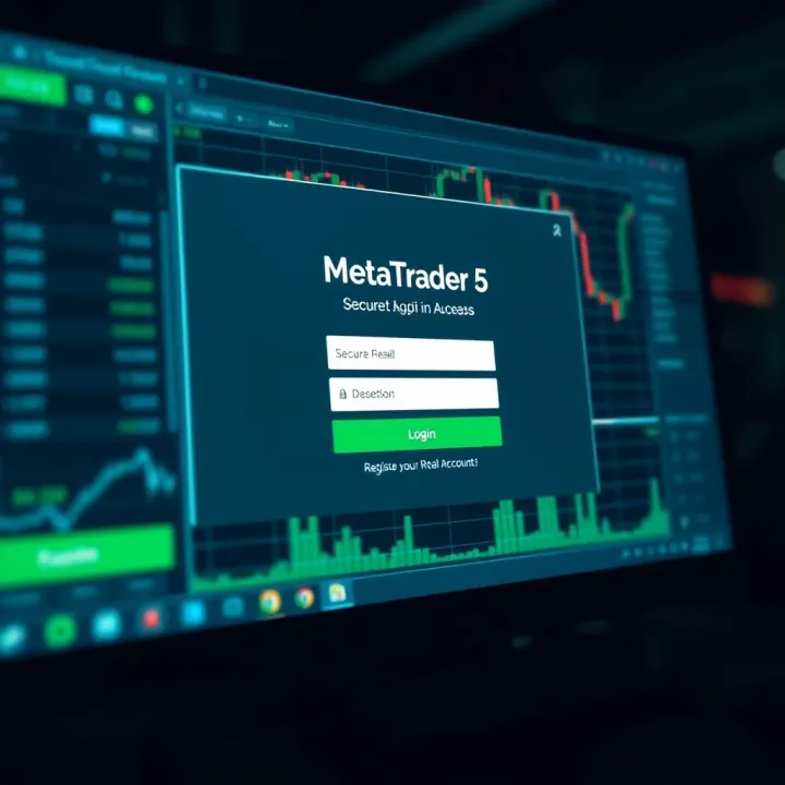 Secure login page of MetaTrader 5 with emphasis on account credentials and data protection