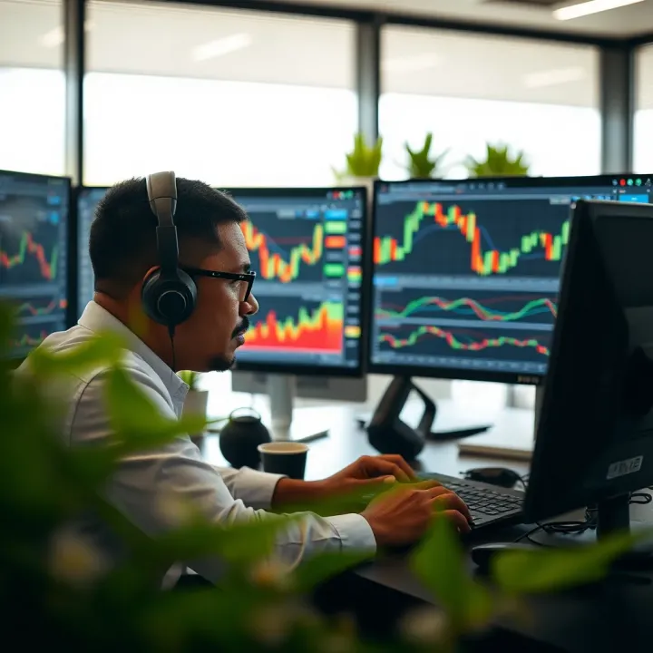 Analyzing NASDAQ 100 Trading Strategies in South Africa South African trader reviewing charts and strategies on a computer screen