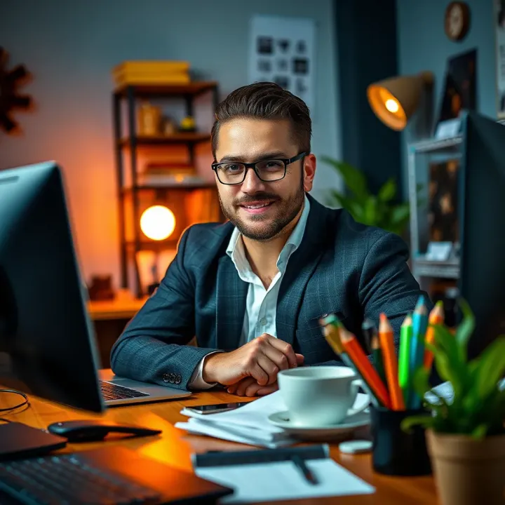 Workspace setup highlighting business ventures and income sources of a successful entrepreneur