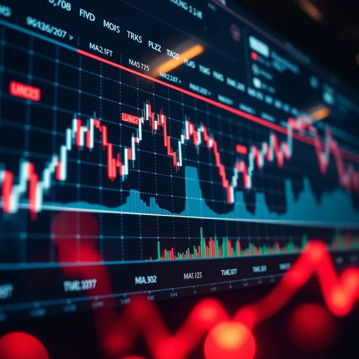 Graph showing sharp upward and downward price movements on financial market charts