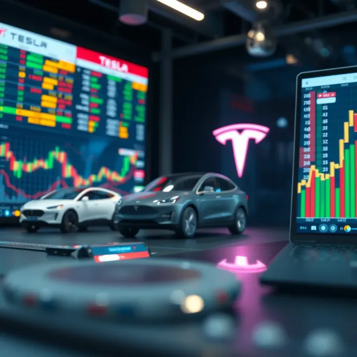 Benefits of Including Tesla Shares in Investment Portfolios Conceptual illustration of a diversified investment portfolio including electric vehicle stocks