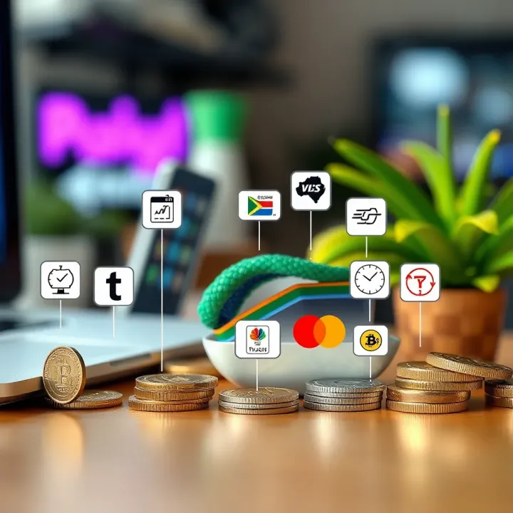 Illustration depicting multiple payment methods available for South African traders at ThinkMarkets