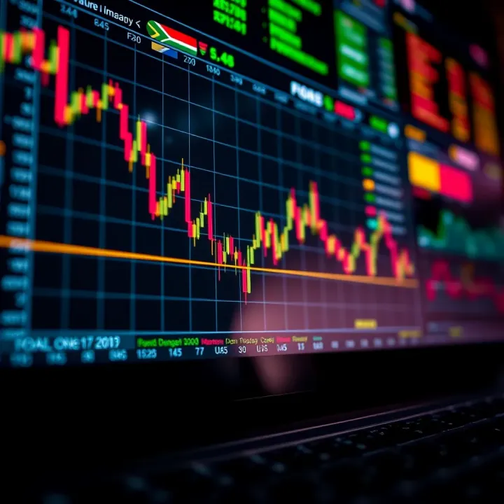 Graphical depiction of currency fluctuations to illustrate risk and strategy in forex trading tailored for South African market conditions