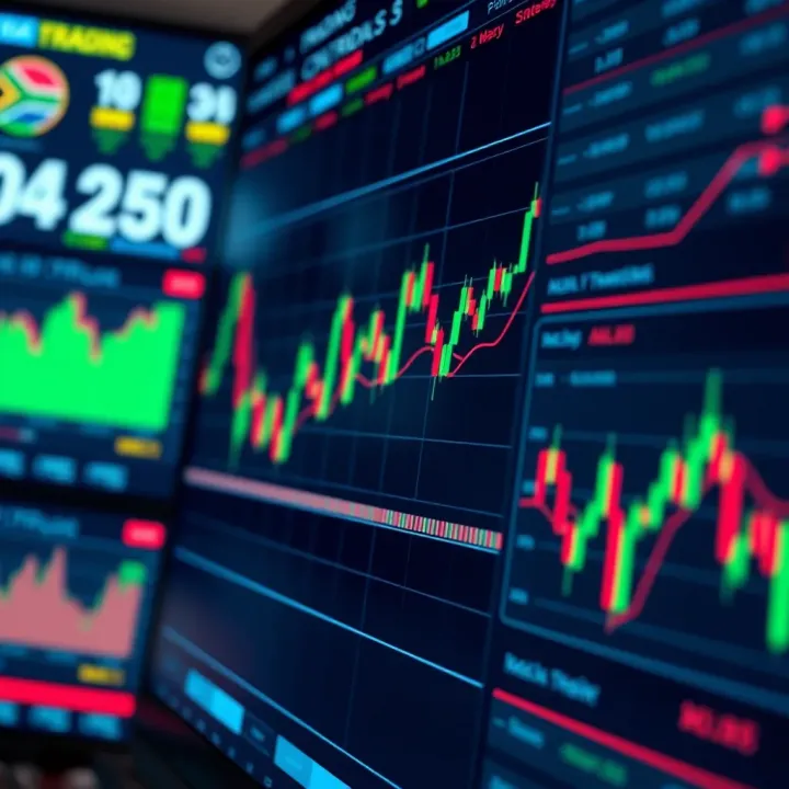 Algorithmic Trading Visualization with Financial Charts Digital interface showing algorithmic trading data and financial charts