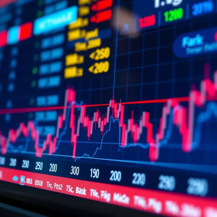 Graph depicting binary options trading with fluctuating financial market values