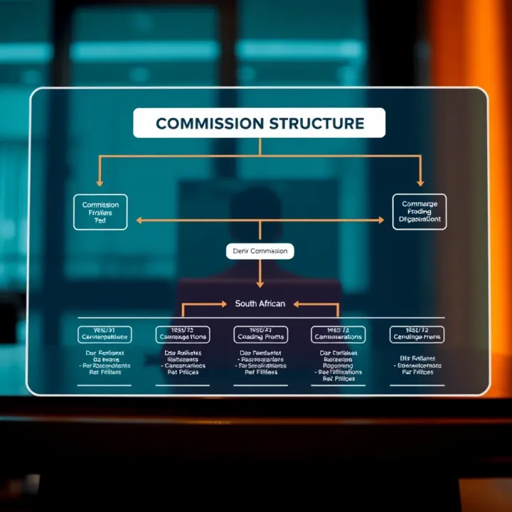 Diagram showing the commission structure of the Deriv affiliate program for South African partners