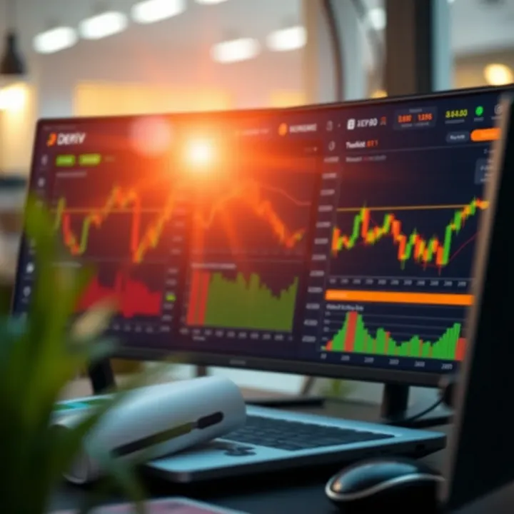 Screenshot of Deriv trading platform interface showing various financial instruments and chart options