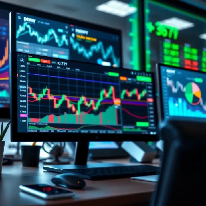 TradingView chart interface displaying various technical indicators connected to Deriv trading platform