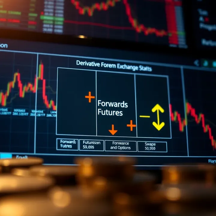 Diagram illustrating different types of derivative foreign exchange instruments including forwards, futures, swaps, and options