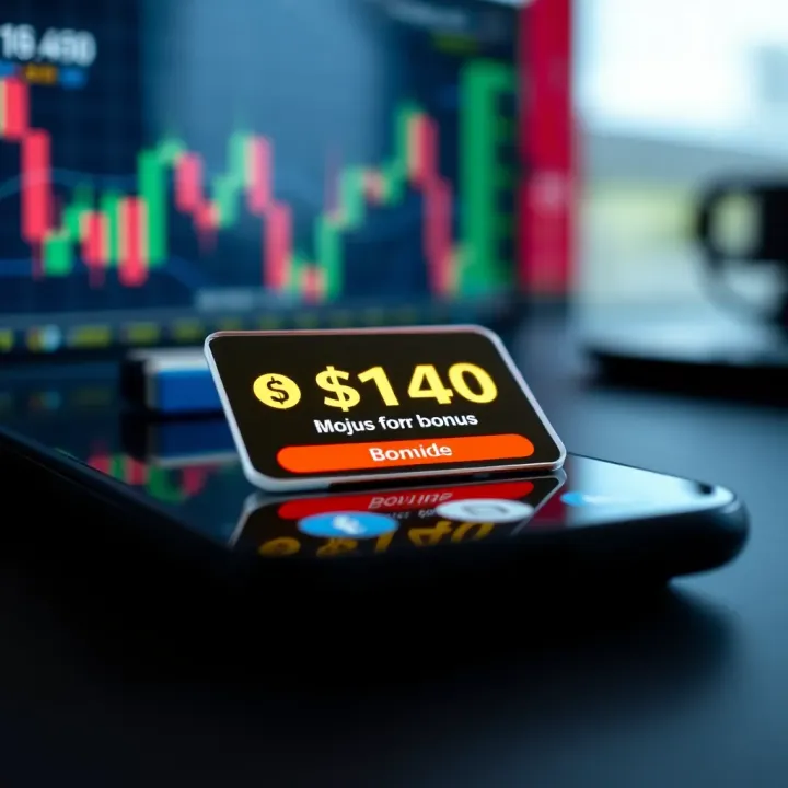 Illustration of a digital bonus notification on a mobile trading app interface