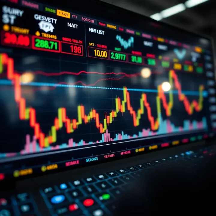 Graph showing automated forex trading strategy with real-time currency market data