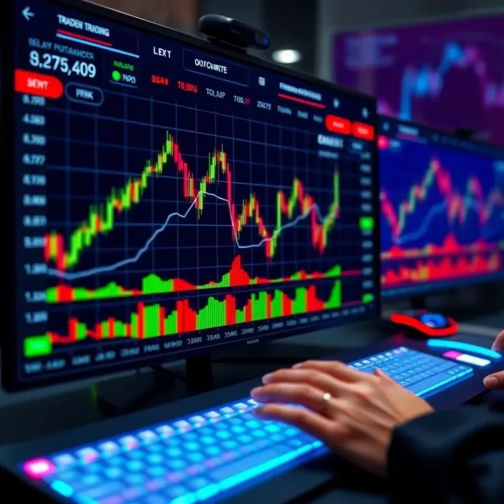 Demo Trading Platform Interface for Practice Digital interface showing a demo trading platform with charts and market data
