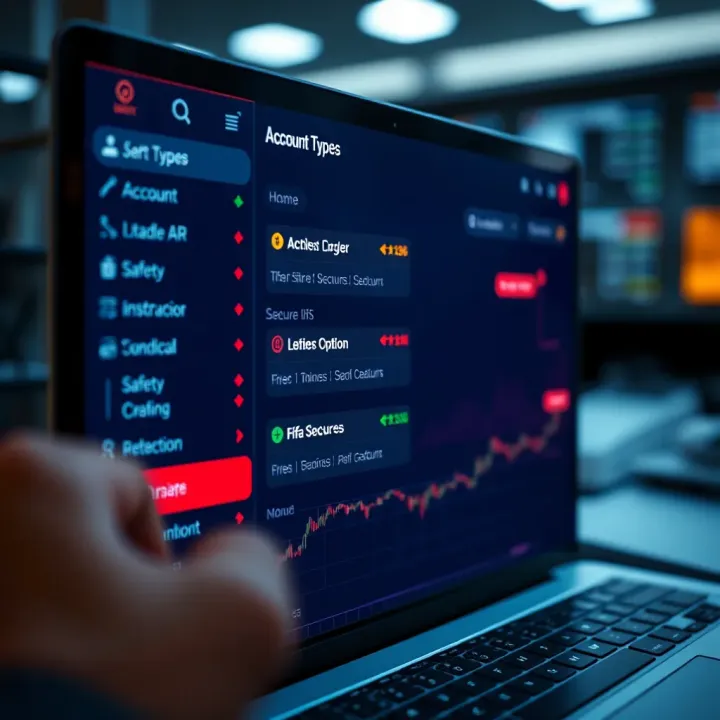 Account Types and Security Features on IFX Markets Platform Secure digital interface showing account options and safety features for traders