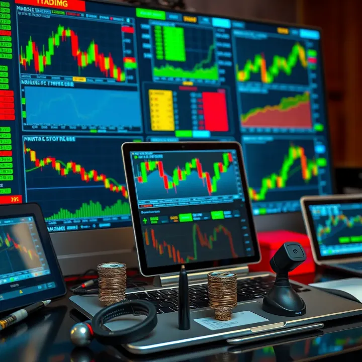 Collection of trading tools and financial charts on a digital screen
