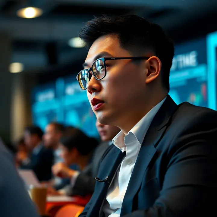 Samson Mow discussing blockchain technology at a conference