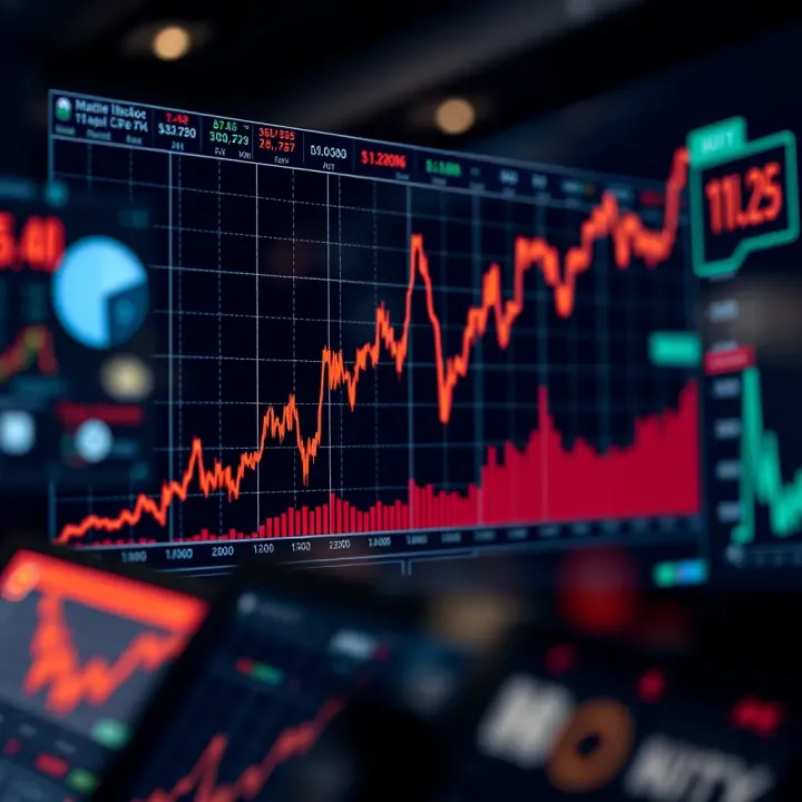 Graph illustrating the growth and fluctuations of a financial index over time