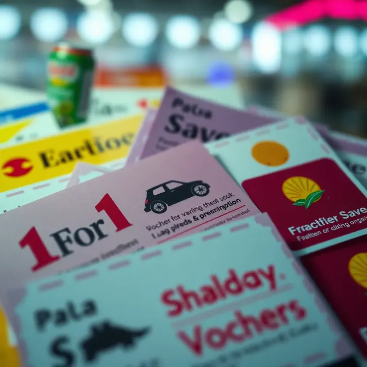 Overview of Voucher Benefits and Retail Opportunities Colorful vouchers with retail logos showcasing savings options available at South African stores