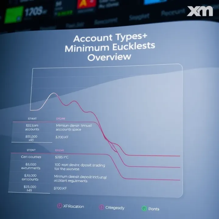 XM Trading Account Types and Minimum Deposit Overview Diagram illustrating different account types and their corresponding minimum deposit requirements at XM Trading